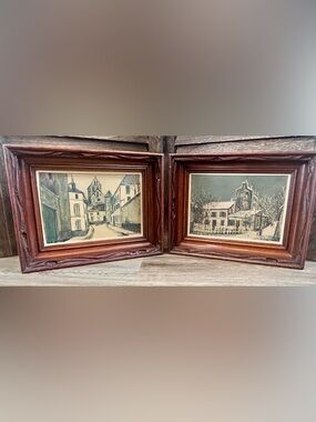 Pair of  Framed Vintage MAURICE UTRILLO  Signed Prints  11x9” 1950s